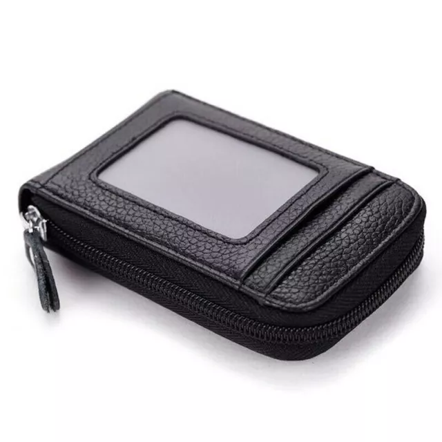 Men Genuine Leather Wallet Credit Card Holder RFID Blocking Zipper Pocket Thin 3