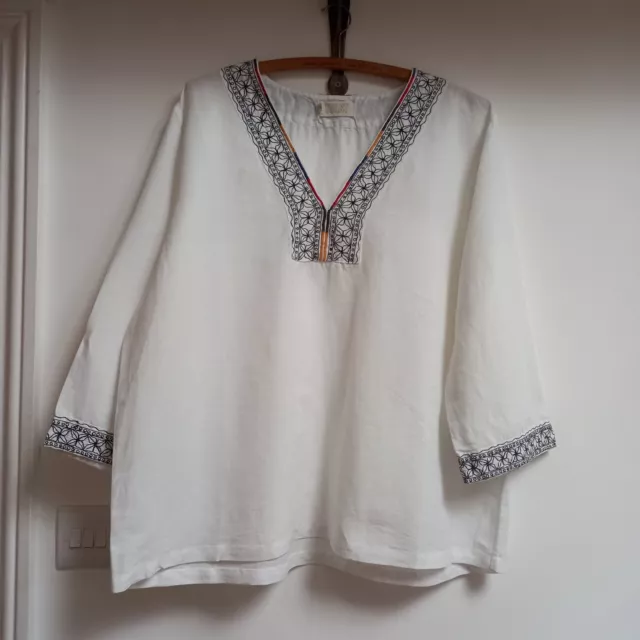 Toast White Linen Tunic Top 18 Embroidered Detail