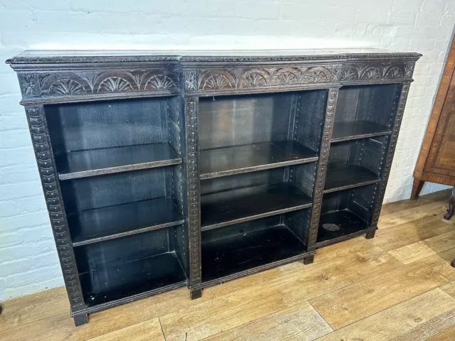 Antique Victorian Oak Bookcase . 6ft Solid Carved Oak . Free Delivery Available