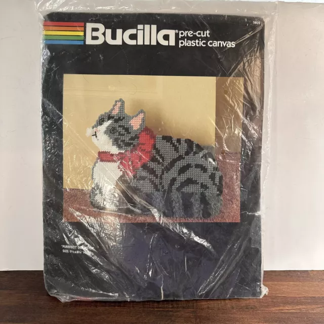 Bucilla  "Purrfect" Doorstop #5805 Kitty Cat Pre-Cut Plastic Canvas Kit