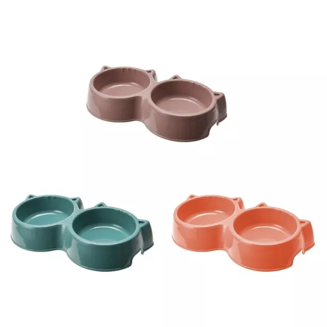 Double Dog Cat Bowls Plastic Dish Food Water Bowl Set Anti-Tipple Easy to Clean