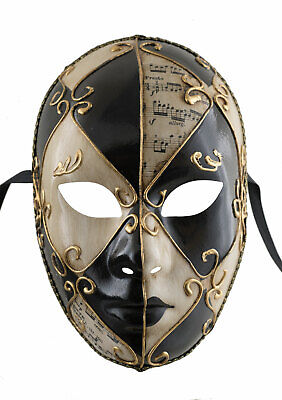 Mask Venetian Fancy Dress Black And Golden Diamond Carnival Venice 1079 V63