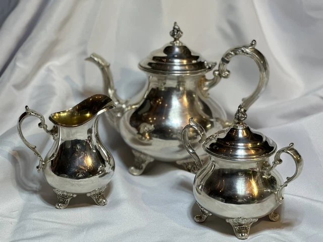 Gorham Dutchess Pattern YC1901 Silver EP Coffee Pot Sugar Bowl And Creamer 1902