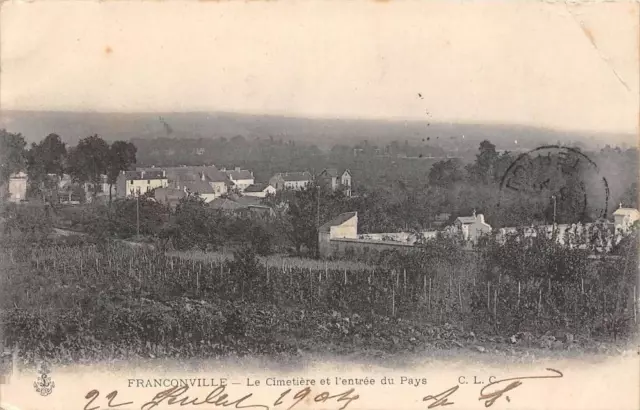 CPA 95 FRANCONVILLE LE CIMETIERE ET ENTERE DE PAYS (back not divided)