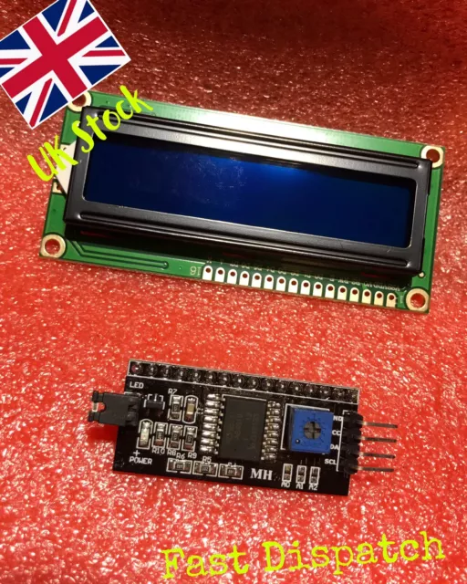 LCD1602 Display Module BLUE Screen 16x2 Character Arduino + FREE interface