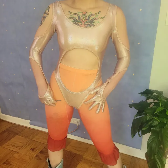 Mamadoux Alien Body Suit. New. Medium. Pink Metallic. Rave. Festival.