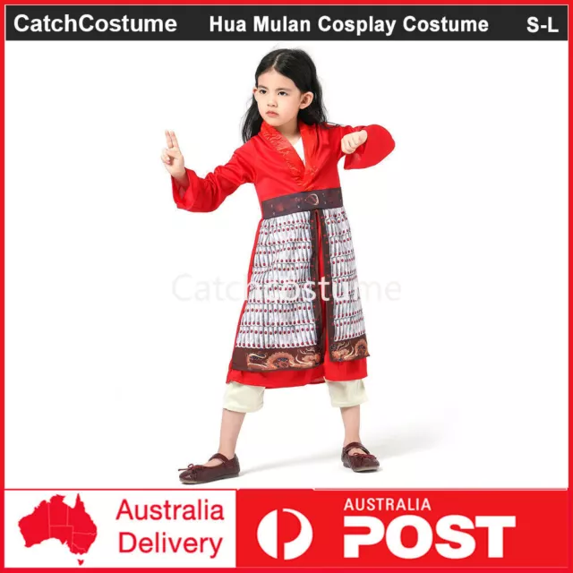 Kids Hua Mulan Cosplay Costume Girls Book Week Halloween Party Fancy Dress