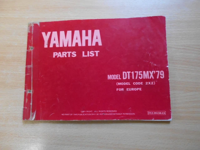 PARTS LIST CATALOG catalogue Teile Katalog Yamaha DT 175 MX (2x2 ...