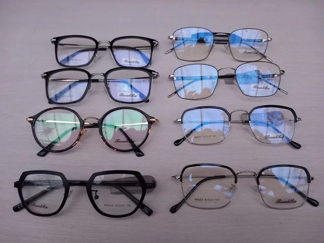 Lot De 8 Montures De Lunettes De Vue Rosalba - Neuves Avec étiquettes - Monture Métal Noir - Unisexe Adulte