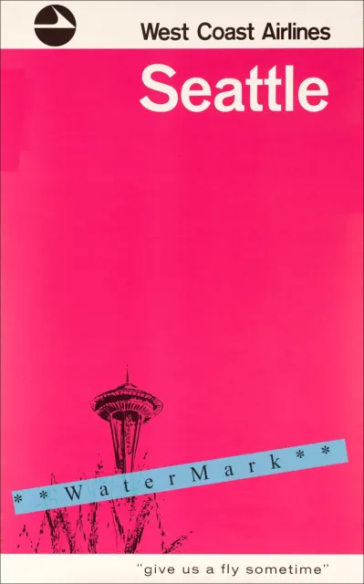 Seattle Washington 1960 West Coast Air Vintage Poster Print Retro Style Art