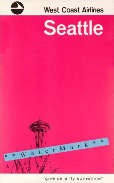 Seattle Washington 1960 West Coast Air Vintage Poster Print Retro Style Art
