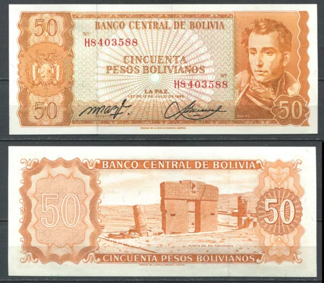 Bolivie 1962 • 50 pesos • P# 162a • NEUF UNC (N-38) Bolivia