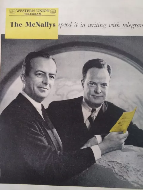 Western Union Telegram Ad Original Vtg 1958 Rand McNally Maps Covermark Chapstic