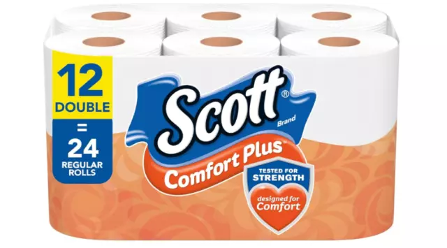 Scott Comfortplus Toilet Paper Bath Septic Safe Unscented Thick Tissue 12 Rolls