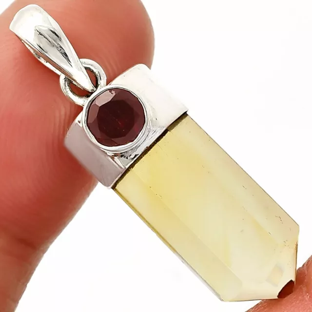 Point - Natural Citrine & Garnet 925 Sterling Silver Pendant Jewelry P-1107