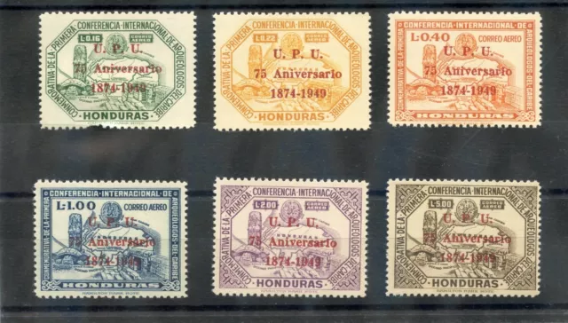 HONDURAS Sc C181-6(MI 462-7)**F-VF NH 1951 UPU OVERPRINTED  ANNIVERSARY SET $180