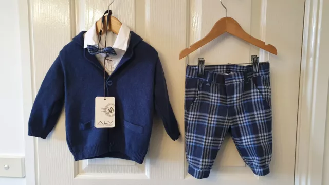 Alviero Martini Baby Boy Blue Tartan Outfit 12 Months BNWT!