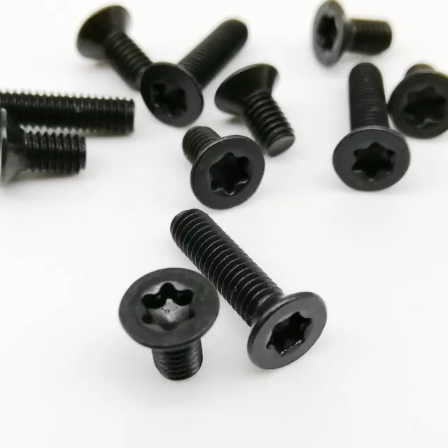 10/50pcs M2M2.5 M3 M4 Black Steel Six-Lobe Torx Head Flat Countersunk Screw Bolt