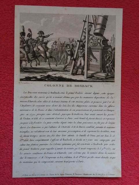 1807 engraving board / book FASTES DE LA NATION FRANCAISE / ROSBACK column