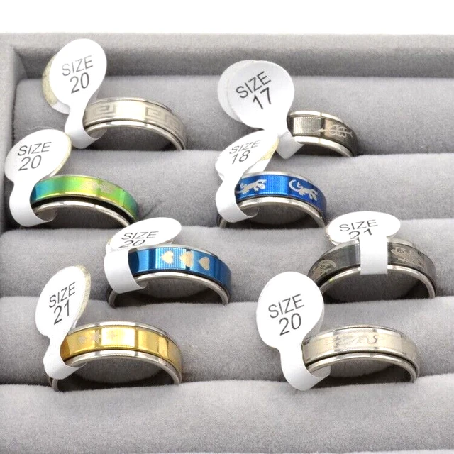 Lot of 8 Spinner Rings Variety of Styles Colors Sizes New With Tags Y106