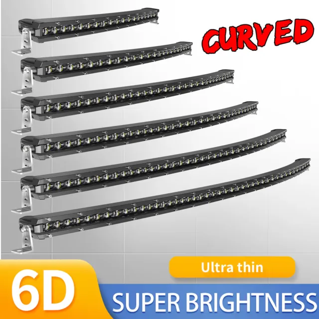 Slim Curved 20 26 32 38 44 50 LED Light Bar Single Row Off Road Driving ATV SUV