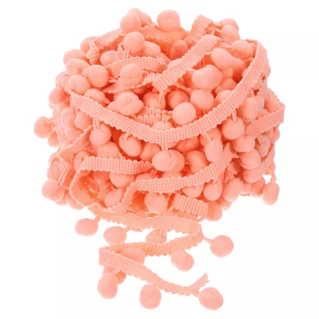 10 Yards Pom Pom Ball Fringe Trim Ribbon Sewing Trim DIY Crafts, 12mm Coral Pink