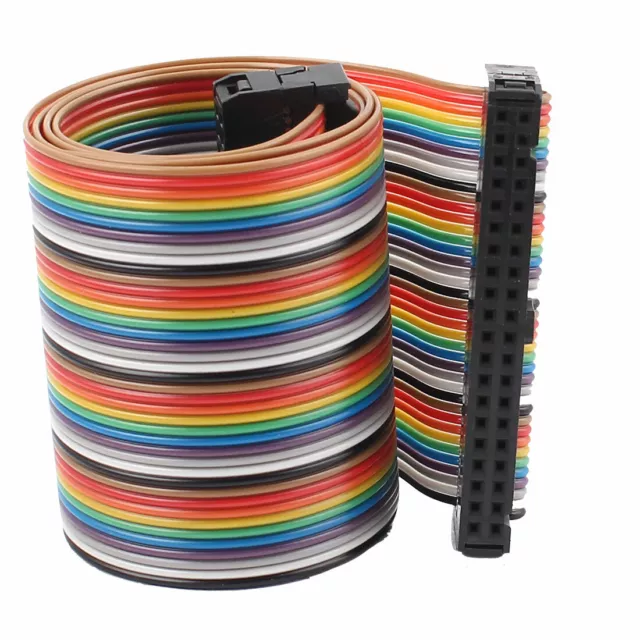 2.54mm Pitch 40 Pin 40 Way F/F Connector IDC Flat Rainbow Ribbon Cable 1.6ft