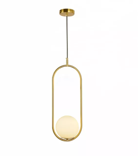 Lampada da Soffitto Ovale Oro Sfera in Vetro Attacco E27 Lampadario Sospeso IP20