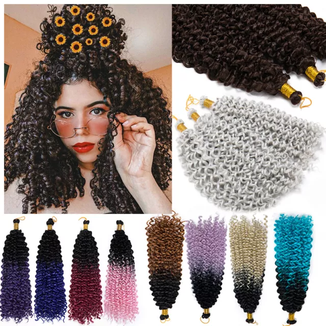 UK 100% THICK Water Wave Crochet Braid Hair Extensions Afro Kinky
