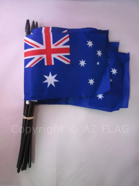 DRAPEAU AUSTRALIE 15x10cm avec HAMPE - LOT DE 10 DRAPEAUX AUSTRALIEN 10 x 15 cm