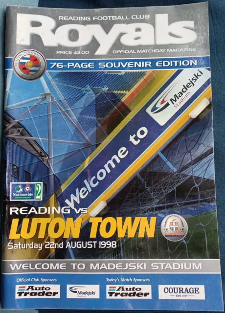 Reading v Luton Town 1998/99 1st game at Madejski Stadium programme