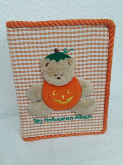 Vtg My Halloween 100 Photos Baby Album Plush Teddy Pumkin PATCH GINGHAM FABRIC