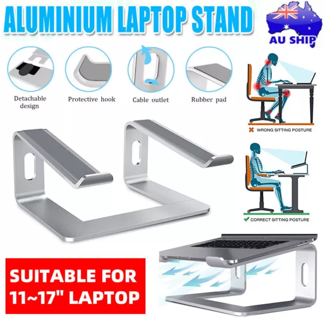 Adjustable Aluminium Laptop Stand Ergonomic Tray Holder Cooling Riser Portable