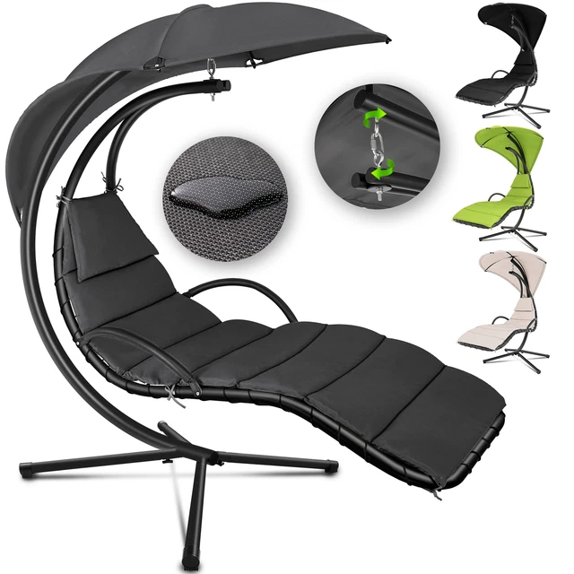 Lettino A Dondolo Prendisole Sdraio A Dondolo Con Cuscino Grigio