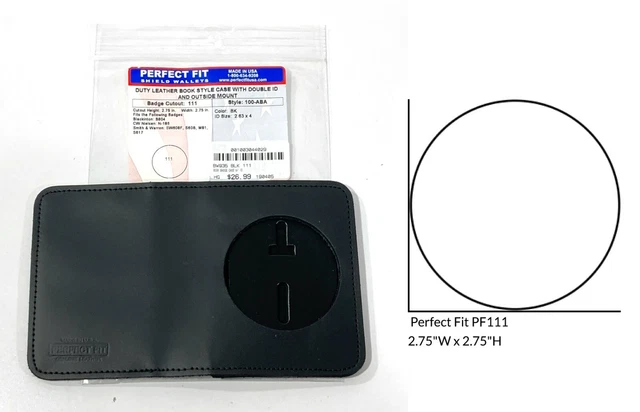 Perfect Fit 100-Ada Book Style Leather Badge Double Id Case Outside Mount Round