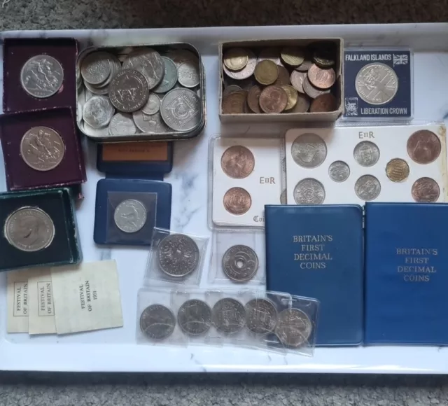Joblot of Old and Collectable Coins Great Britain & Some Foreign