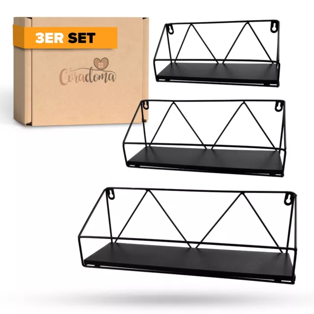 4er Set Hexagon Wandregale Schwarz - Moderne Schweberegale Für Deko Und Pflanzen