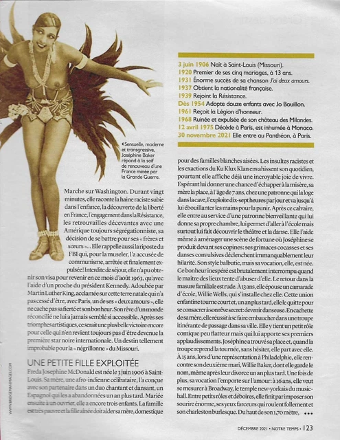 Joséphine Baker - coupure de presse - clipping - 2021
