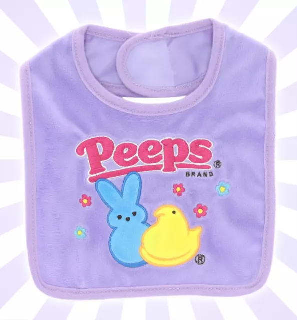 Dandee International Peeps Blue Bunny & Yellow Chick Purple Baby Bib