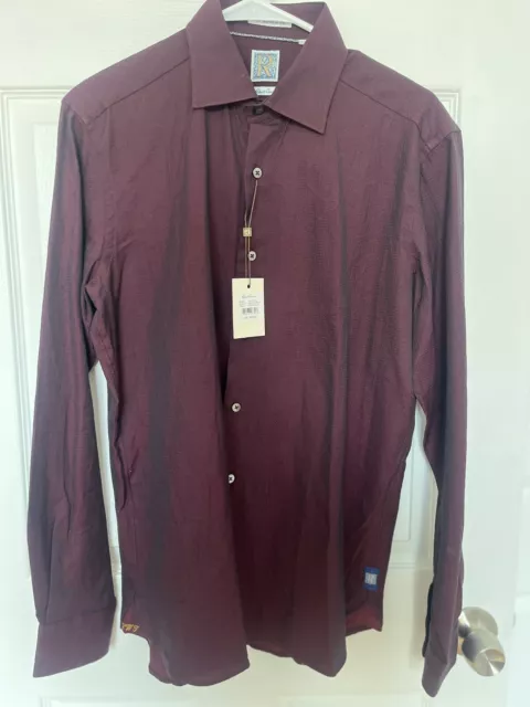 Robert Graham Mens Taranto  Shirt M Button Up Long Sleeve Burgundy NEW