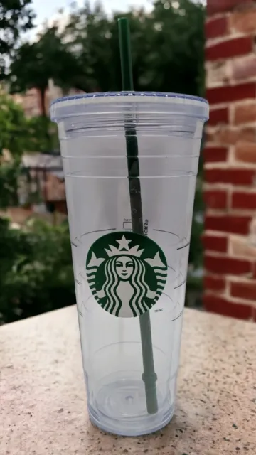 2012 Starbucks Venti Clear Double Wall Acrylic Cold Cup Tumbler 24oz with Straw