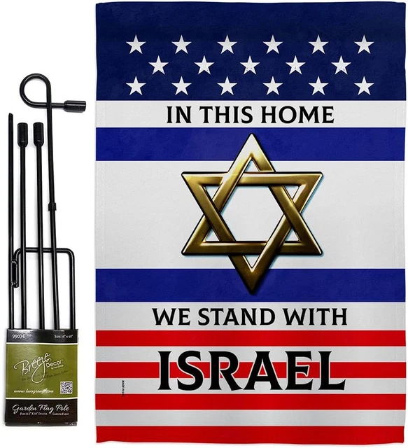 WE STAND WITH Israel Flag Pole Set Bandera De Israeli Strong Pray for