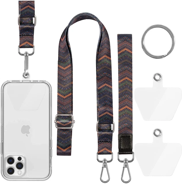 Phone Lanyard and Hand Wrist Strap with 2 Pack Tether Tab, Adjustable Lanyard
