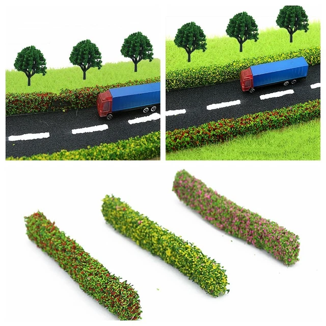 Grupos de vegetación arbustos estáticos de construcción tiras de arbustos en miniatura modelo arbusto