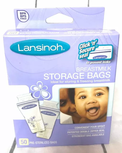 Lansinoh Pre-Sterilized Breastmilk Storage Bags leak-proof BPA Free 50ct