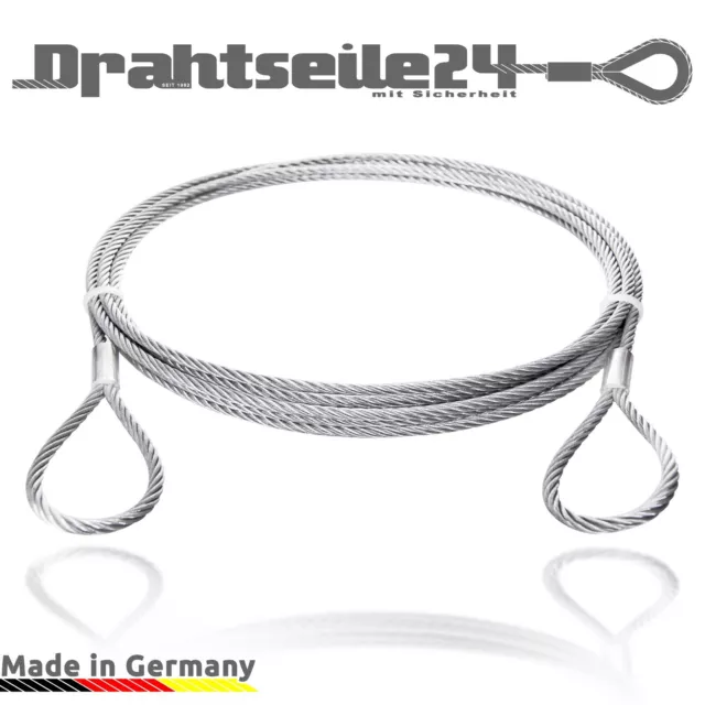 Drahtseil mit Schlaufe Ösen 1,5mm 2mm 3mm 4mm 5mm 6mm 8mm 10mm 12mm 14mm 16mm