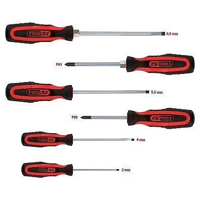 KS TOOLS ERGOTORQUEplus Schraubendreher-Satz, 6-tlg Schlitz, PH