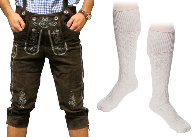 Trachtenset Wiesn Trachten Lederhose + Trachtensocken + Träger dunkelbraun 46-60