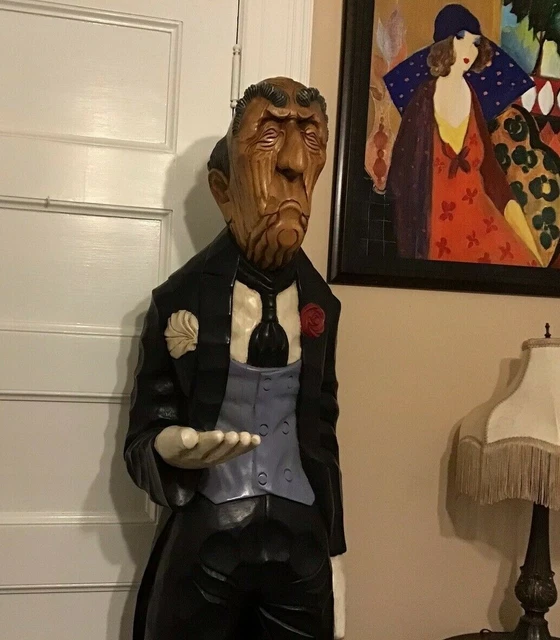 Solid Wood Hand Carved Vintage ENGLISH BUTLER Life Size 72 in.Tall  Very Heavy