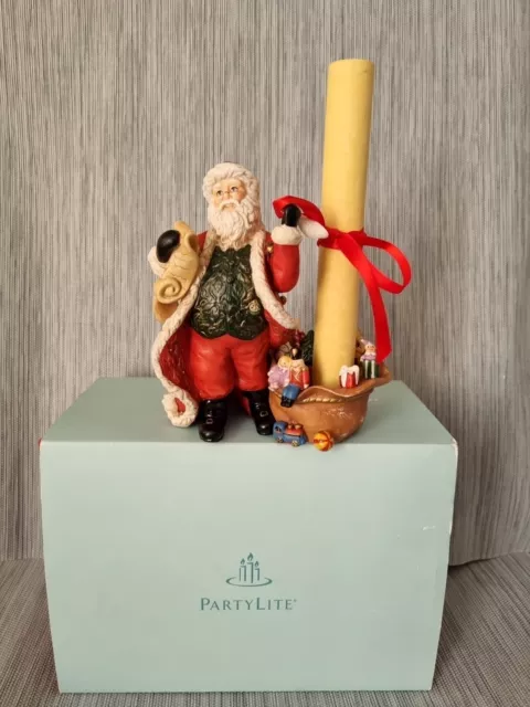 PartyLite Christmas Tealight Candle Holder Santa Checking His List Figure VGC